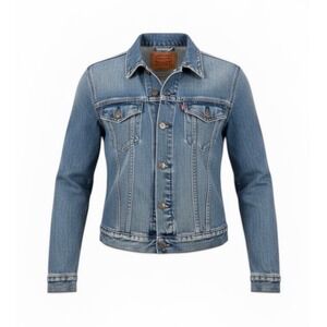 Levi's Cropped Denim Jacket Womens Large Light Wash Trucker Jean Y2K Streetwear